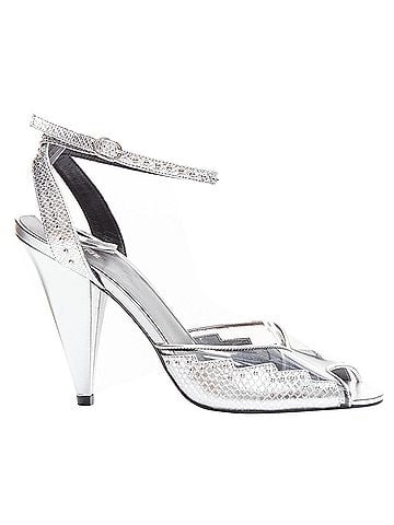 Céline Celine Hedi Slimane silver leather PVC conical heels (view 1)