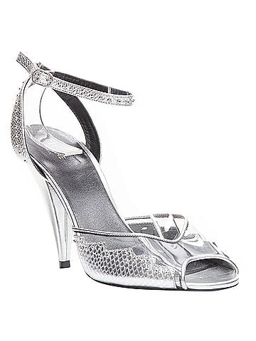 Céline Celine Hedi Slimane silver leather PVC conical heels (view 2)