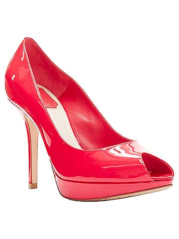Christian Dior Christian Dior neon patent leather peep toe platform pumps (view 2)
