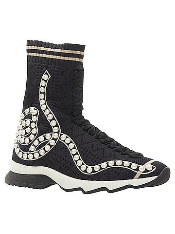 Fendi Fendi Rockoko pearl embellished sock knit high top sneaker (view 1)