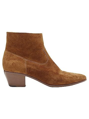 Saint Laurent Saint Laurent Wyatt suede almond toe cuban bootie (view 1)