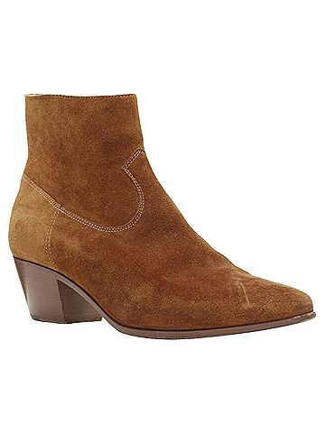 Saint Laurent Saint Laurent Wyatt suede almond toe cuban bootie (view 2)