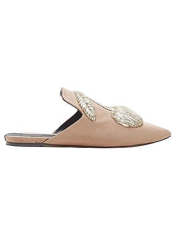Sanayi 313 Sanayi silver fabric embroidery slip on babouche slippers (view 1)