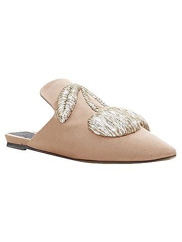 Sanayi 313 Sanayi silver fabric embroidery slip on babouche slippers (view 2)