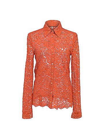 Erdem Erdem Cecilia Lace Shirt  in Orange Polyamide (view 1)