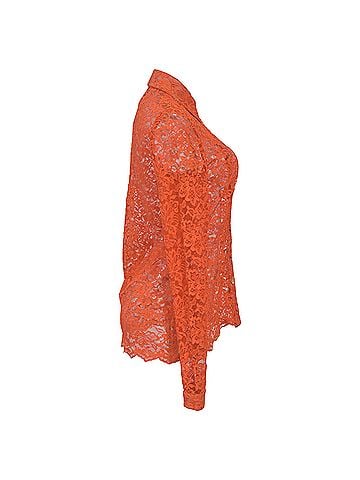 Erdem Erdem Cecilia Lace Shirt  in Orange Polyamide (view 2)