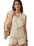 Maeve Print Tan White Overall Shorts Size 14 - photo 1