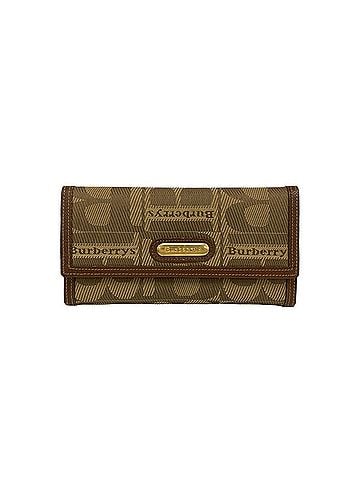 Burberry Burberry's logo leather and canvas tri-fold long wallet in brown (34263) (view 1)