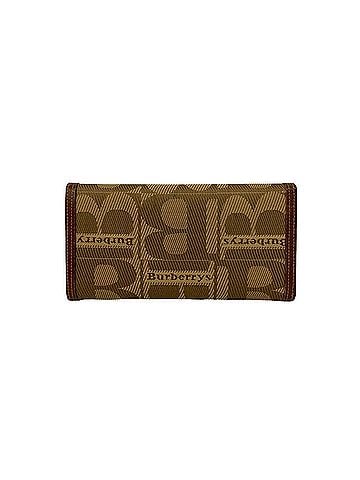 Burberry Burberry's logo leather and canvas tri-fold long wallet in brown (34263) (view 2)