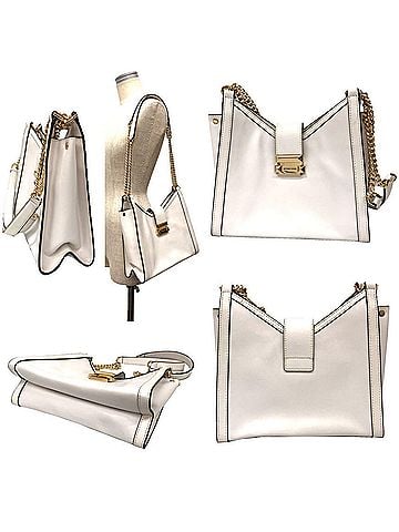 Michael Kors MICHAEL KORS Whitney Small Chain Shoulder Tote Bag in White Leather. A popular item for women. (view 2)