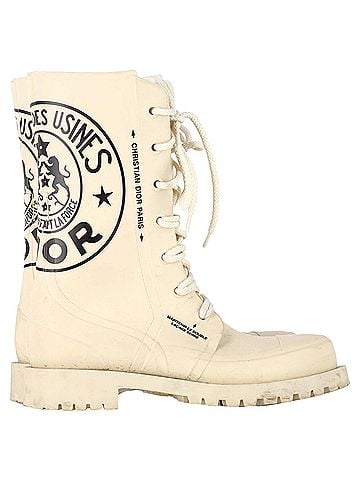 Christian Dior Dior DiorCamp Lace-Up Ankle Boots in Cream Rubber (view 1)