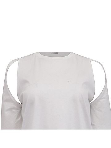 Dion Lee  Dion Lee Cutout Accent T-Shirt in White Cotton  (view 2)