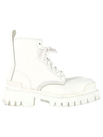 Balenciaga Balenciaga Strike Combat Boots in White Calfskin Leather (view 1)