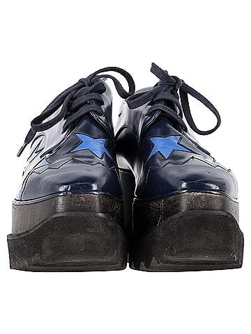 Stella McCartney Stella McCartney Elyse Platform Derby Shoes in Navy Blue Leather (view 2)