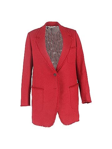 Thom Browne  Thom Browne Single-Breasted Raw Hem Accent Blazer in Red Wool (view 1)
