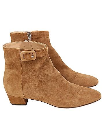 Sergio Rossi  Sergio Rossi Buckled Strap Ankle Boots in Brown Suede (view 1)