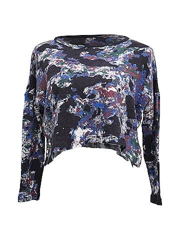 Yohji Yamamoto Y's by Yohji Yamamoto Camouflage-Print Cropped Sweater in Multicolor Wool (view 1)