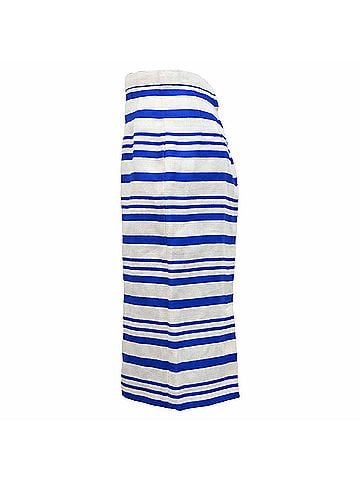 Dolce & Gabbana Dolce & Gabbana Striped Midi Skirt in Blue Linen (view 2)