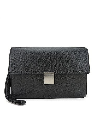 Louis Vuitton Louis Vuitton second bag clutch Selenga M30782 Taiga leather Ardoise black men's LV LOUIS VUITTON (view 1)