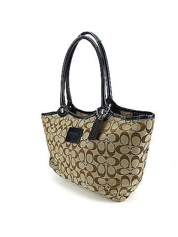 Coach Coach Tote Bag F14385 Signature Canvas Patent Leather Beige Black Women's COACH (view 2)