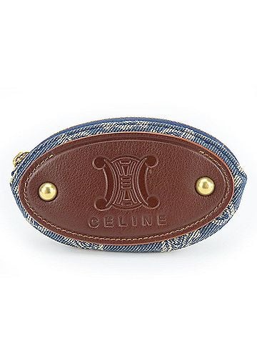 Céline CELINE Wallets & Coin Cases Macadam Denim Leather Blue Brown Key Ring Accessories Women's (view 1)