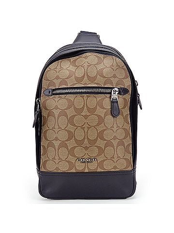 Coach Coach Shoulder Bag F37573 Signature Leather Khaki Black Body Women's Men's COACH (view 1)