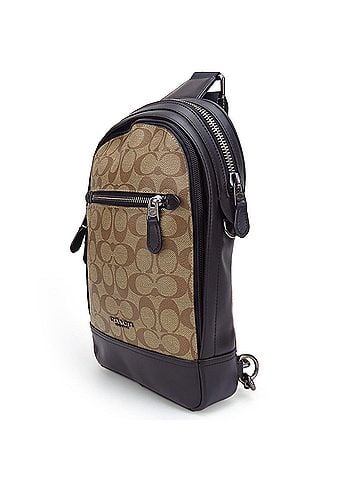 Coach Coach Shoulder Bag F37573 Signature Leather Khaki Black Body Women's Men's COACH (view 2)