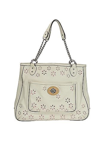 Coach Coach Tote Bag 22438 Poppy Eyelet Leather White Shoulder Chain Women's COACH (view 1)