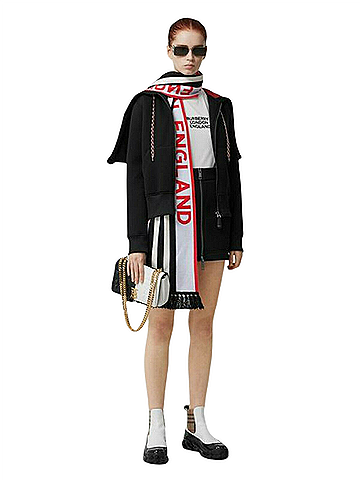 Burberry Women's Blue/Red/White Cashmere Long Scarf with Logo (view 1)