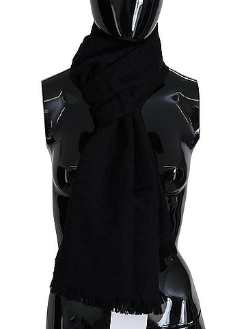 GF Ferre Black Wool Neck Wrap Shawl Fringes Women's Scarf (view 1)