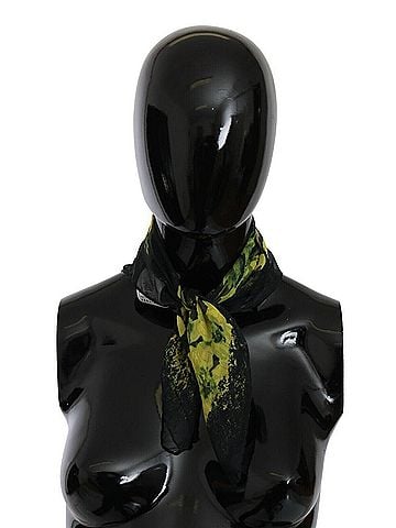 GF Ferre Black Yellow Floral Wrap Shawl Foulard Women's Scarf (view 2)