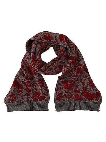 GF Ferre Red Grey Knitted Wrap Warmer Womens Shawl Scarf (view 1)
