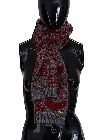 GF Ferre Red Grey Knitted Wrap Warmer Womens Shawl Scarf (view 2)