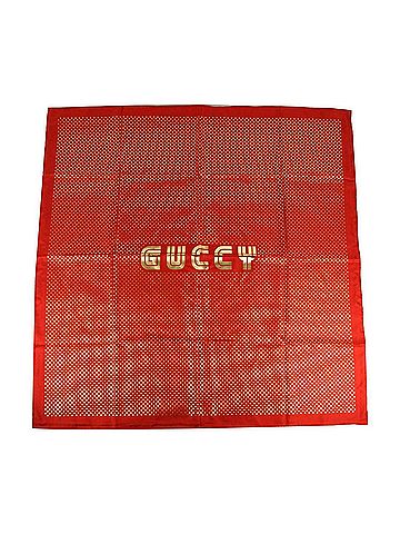 Gucci Women's Red Silk With Gold Star Print And "GUCCY" Logo Scarf (view 1)