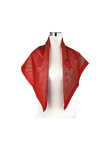 Gucci Women's Red Silk With Gold Star Print And "GUCCY" Logo Scarf (view 2)