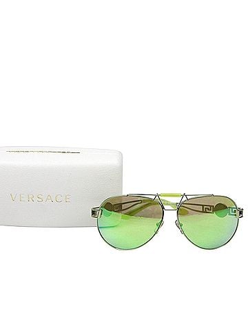 Versace Women's Mirrored Lime Green Metal Aviator Sunglasses (view 1)