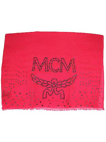 MCM Women's Magenta Love Potion Cashmere With Crystal Logo Scarf (view 1)