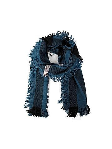 Burberry Women's Blue / Black Wool Fashion Scarf With Fringe And Pink Stripe (view 1)