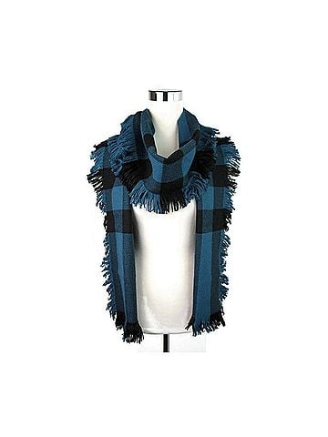Burberry Women's Blue / Black Wool Fashion Scarf With Fringe And Pink Stripe (view 2)