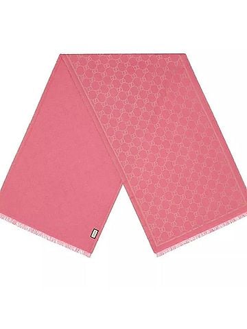 Gucci Bright Pink Metallic Gold ssima Wool Blend Scarf (view 2)