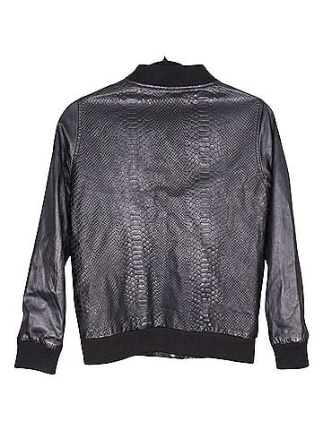 Luv AJ Embossed Snakeprint Leather Bomber Jacket (view 2)
