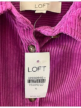 Ann Taylor LOFT Pink/Purple Corduroy Button Front Button-Down Shirt (view 2)