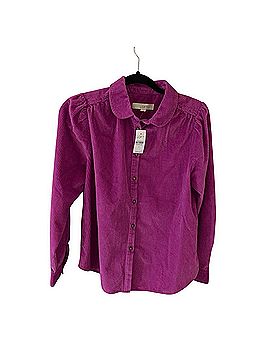 Ann Taylor LOFT Pink/Purple Corduroy Button Front Button-Down Shirt (view 1)