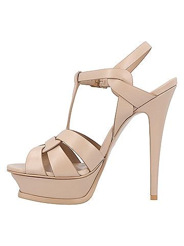 Saint Laurent Saint Laurent Tribute Platform Sandals In Smooth Leather Beige (view 2)
