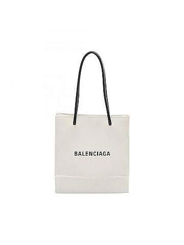 Balenciaga Balenciaga XXS Shopping Tote Handbag, Coated Canvas and Leather, Women's, White Black, 597858 (view 1)