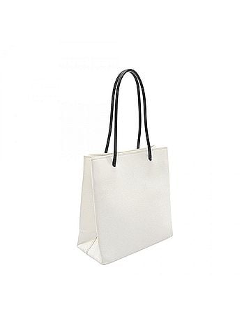 Balenciaga Balenciaga XXS Shopping Tote Handbag, Coated Canvas and Leather, Women's, White Black, 597858 (view 2)