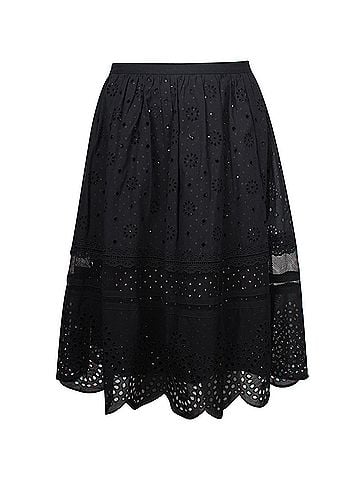 Marc Jacobs Marc by Marc Jacobs Perforated Lace Midi Skirt in Black Cotton (view 1)