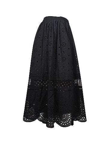 Marc Jacobs Marc by Marc Jacobs Perforated Lace Midi Skirt in Black Cotton (view 2)