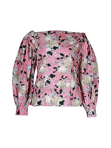 Erdem Erdem Off-Shoulder Top in Pink Cotton (view 1)