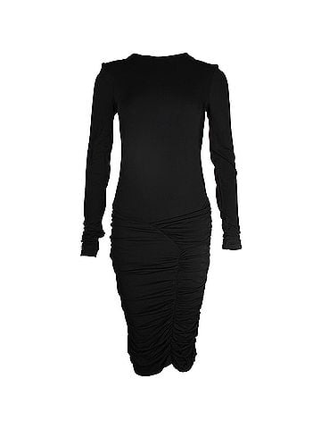 BA&SH Ba&sh Ruched Bodycon Dress in Black Viscose (view 1)
